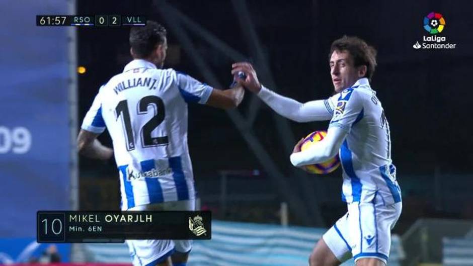 Gol de Oyarzabal (1-2) en la Real Sociedad 1- 2 Valladolid