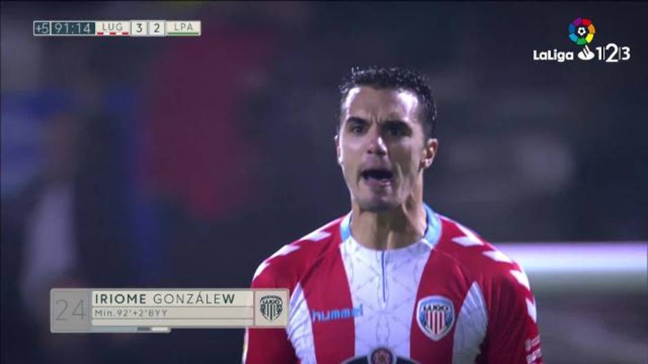 Gol de Iriome González (4-2) en el Lugo 4-2 Las Palmas