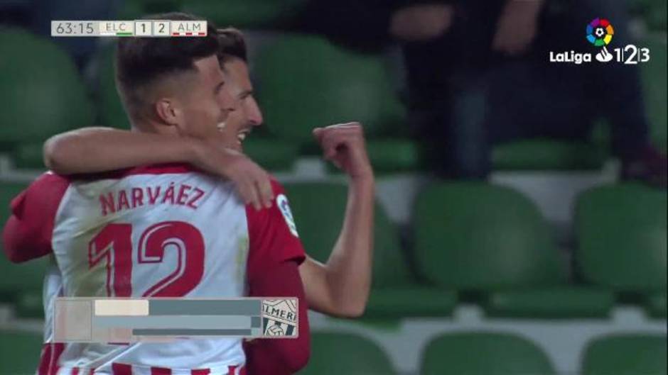 LaLiga 123 | Juan Carlos marca para el Almería el segundo tanto en el Elche 2 - 2 UD Almería