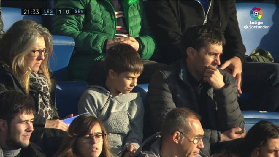 Asier Garitano, actual entrenador de la Real Sociedad, en la grada viendo el Leganés 1-1 Sevilla