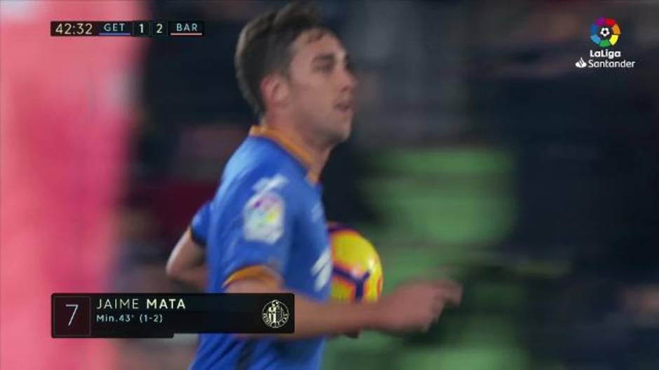 Gol de Jaime Mata (1-2) en el Getafe 1-2 Barcelona