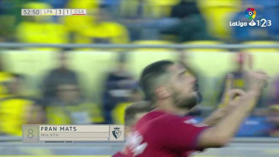 Gol de Fran Mérida (3-1) en el Las Palmas 4-1 Osasuna