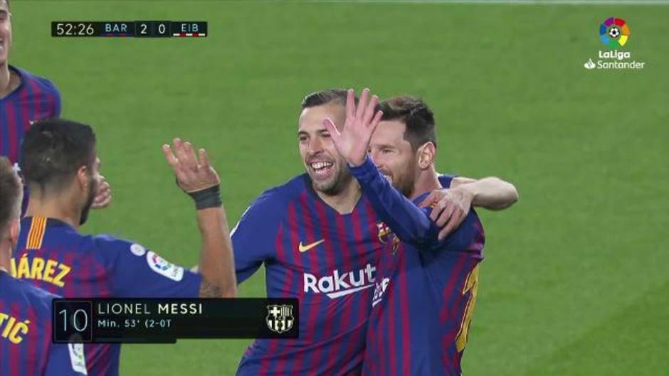 La Liga (J19): Gol de Messi (2-0) en el Barcelona 3-0 Éibar