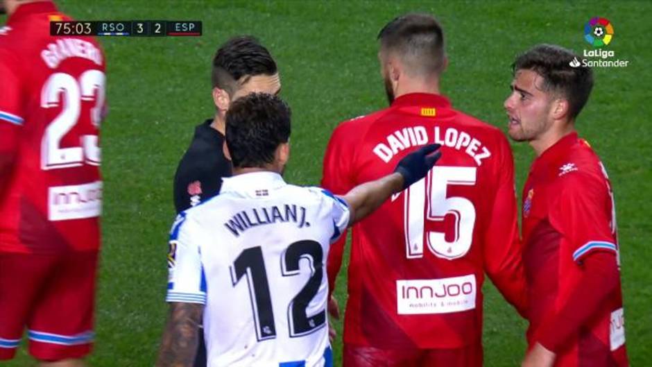 LaLiga (J19): Expulsión de Merino en el Real Sociedad 3 - 2 Espanyol
