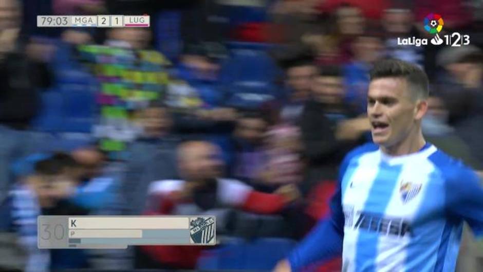 Gol de Harper (2-1) en el Málaga 2-1 Lugo