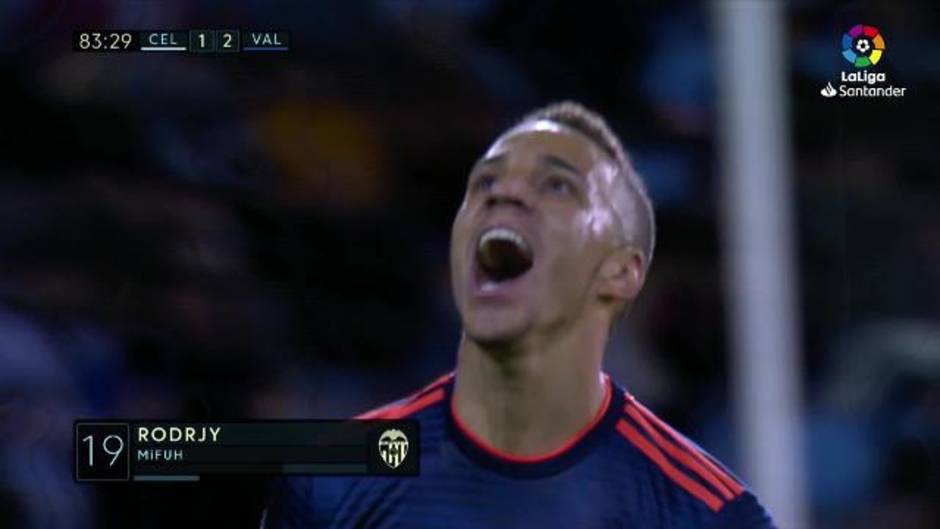 Gol de Rodrigo Moreno (1-2) en el Celta 1-2 Valencia