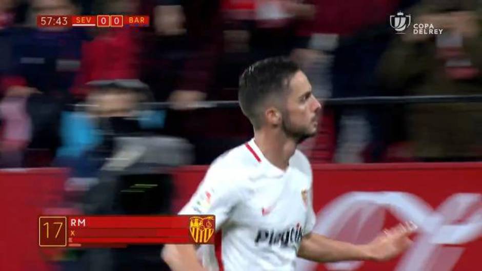 Gol de Pablo Sarabia (1-0) en el Sevilla 2-0 Barcelona