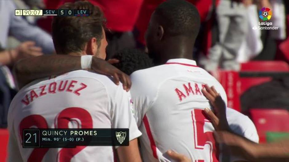 LaLiga (J21): El gol de Promes (5-0) en el Sevilla 5-0 Levante