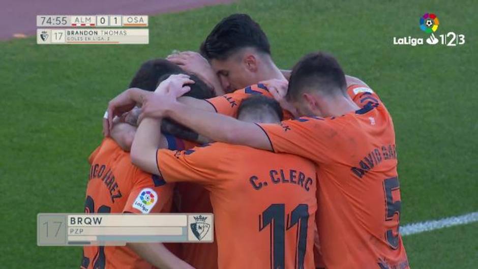 LaLiga 123 | Brandon Thomas marca el único gol del encuentro UD Almería 0 - 1 Osasuna