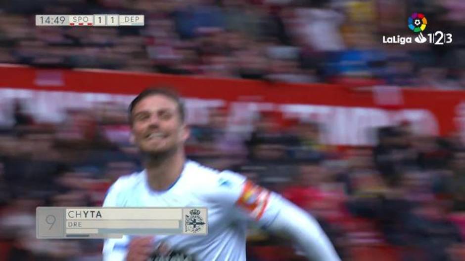 Gol de Christian Santos (1-2) en el Sporting 1 - 2 Deportivo