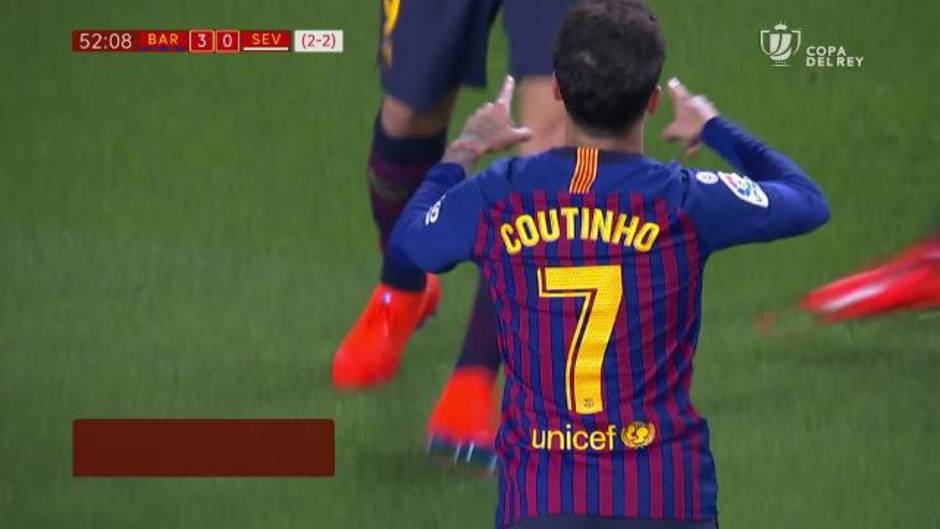 Gol de Coutinho (3-0) en el Barcelona 6-1 Sevilla