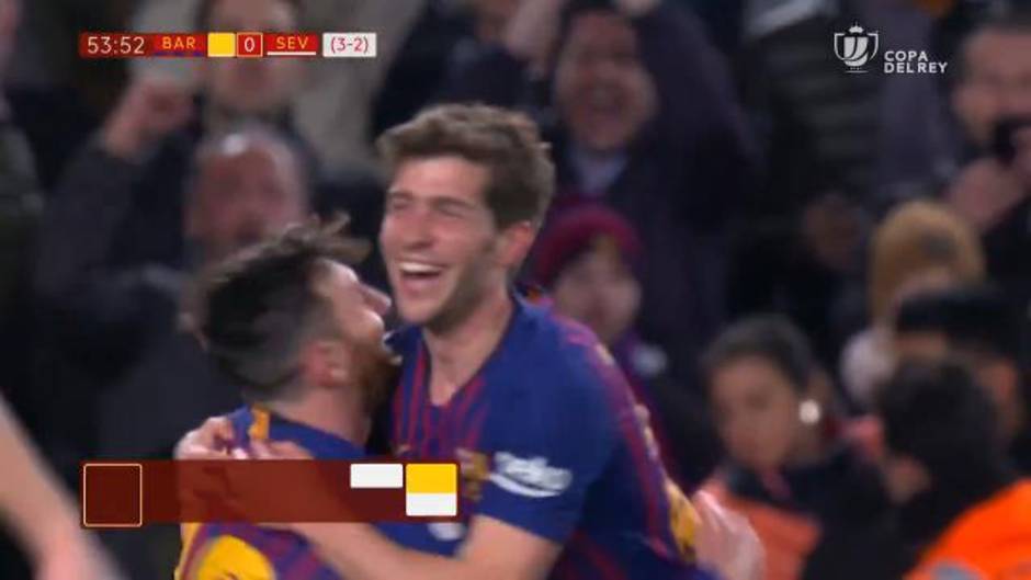 Gol de Sergi Roberto (4-0) en el Barcelona 6-1 Sevilla