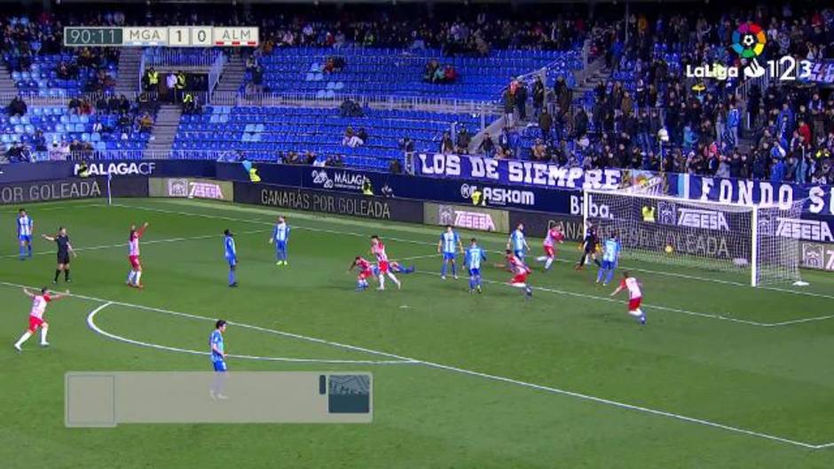 Gol de Luis Rioja (1-1) en el Málaga 1-1 Almería