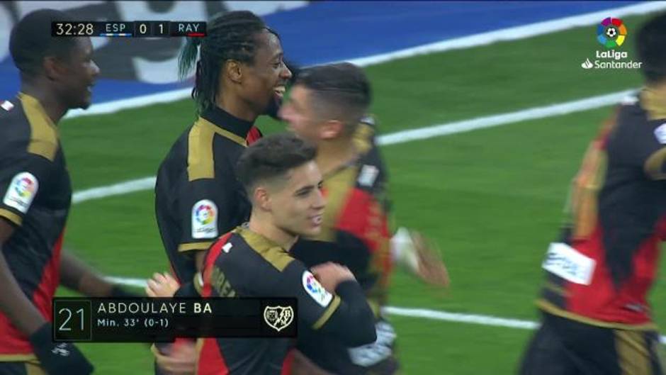 Gol de Abdoulaye Ba (0-1) en el Espanyol 2-1 Rayo Vallecano