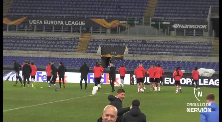 El Sevilla se entrena en el Olímpico de Roma en la víspera del choque ante la Lazio