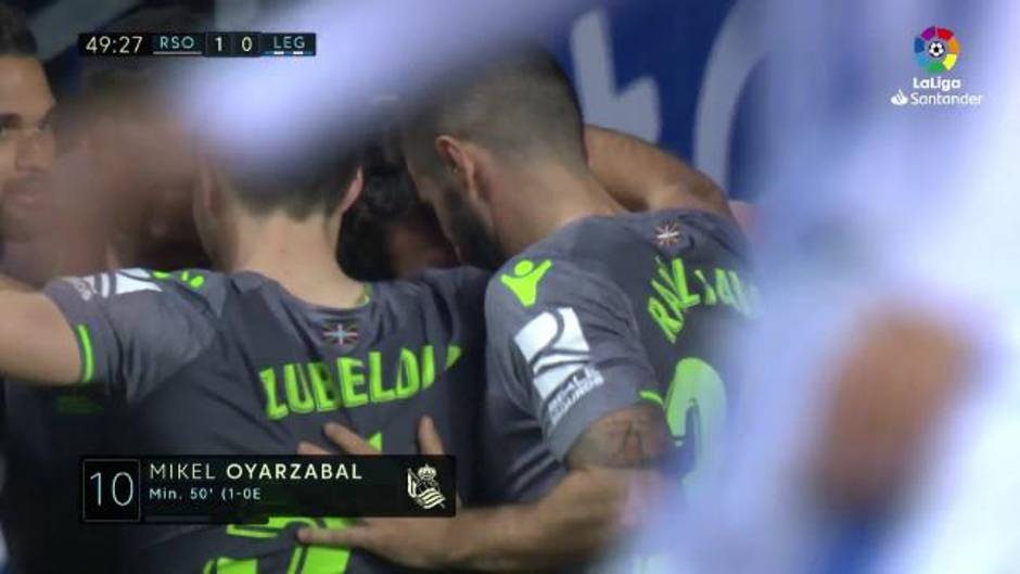 Gol de Oyarzabal (1-0) en el Real Sociedad 3 - 0 Leganés