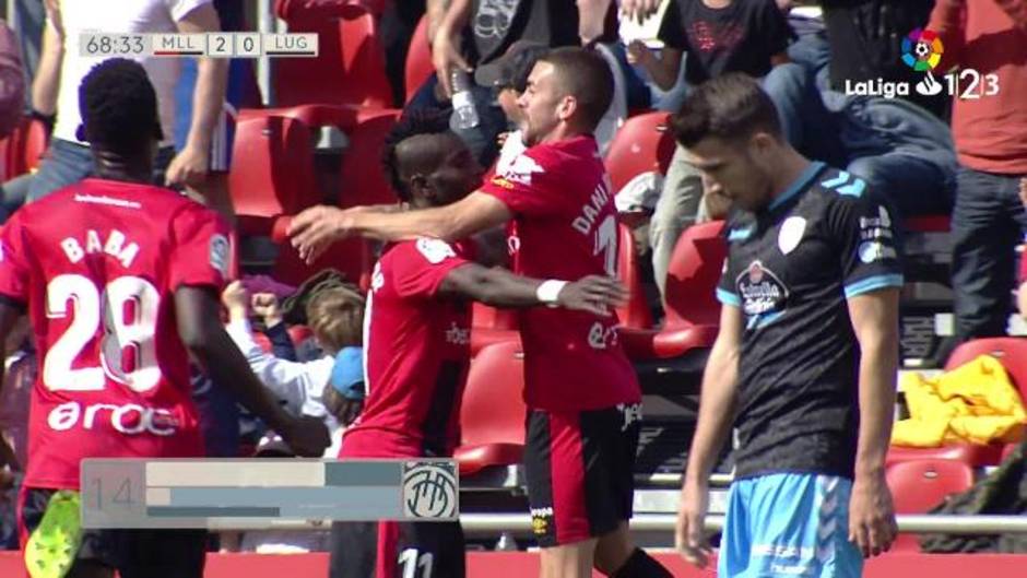 Gol de Dani Rodríguez (2-0) en el Mallorca 3-0 Lugo