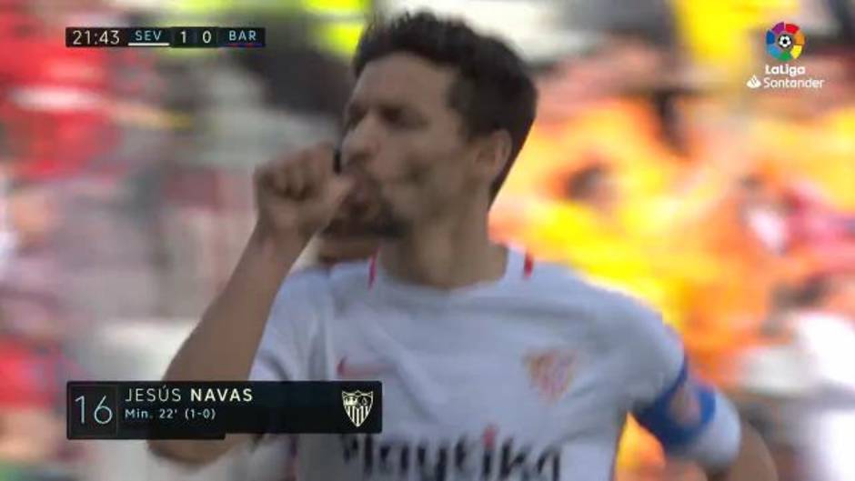 Gol de Navas (1-0) en el Sevilla 2-4 Barcelona