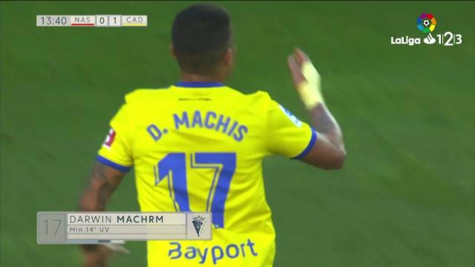 Gol de Darwin Machís (0-1) en el Nàstic 2-3 Cádiz