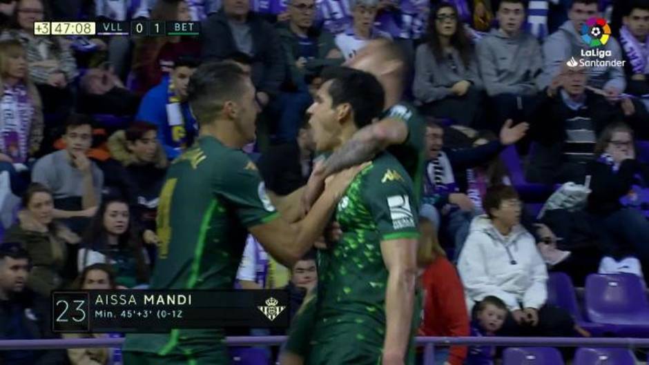 LaLiga Santander (J25): Gol de Mandi (0-1) en el Real Valladolid 0 - 2 Betis