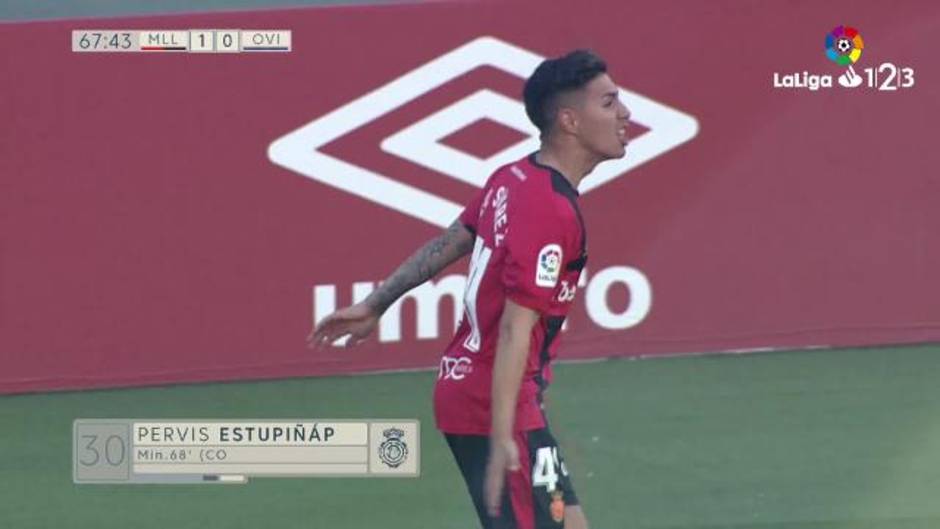 Gol de Estupiñán (1-0) en el Mallorca 1-0 Real Oviedo