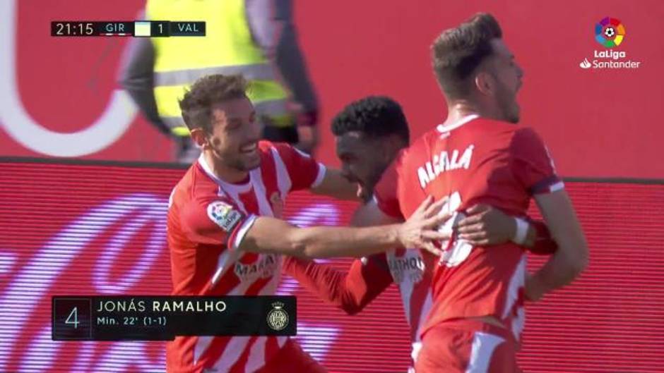 Gol de Jonás Ramalho (1-1) en el Girona 2-3 Valencia