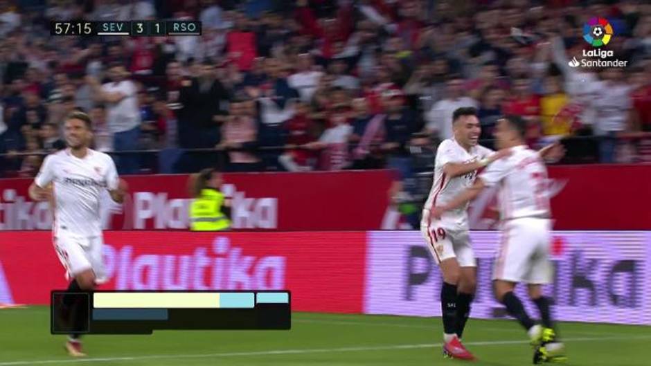 Goles de Ben Yedder en el Sevilla 5 - 2 Real Sociedad