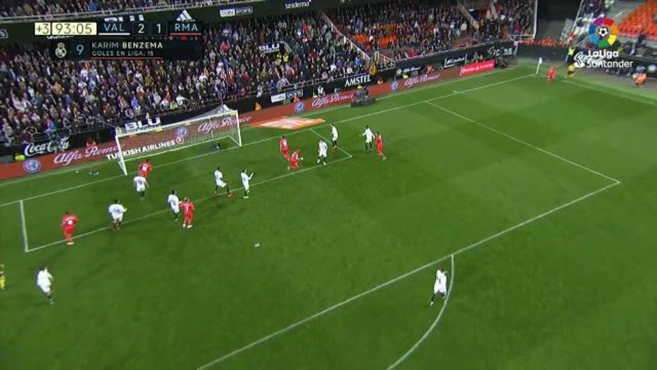 Gol de Benzema (2-1) en el Valencia 2-1 Real Madrid