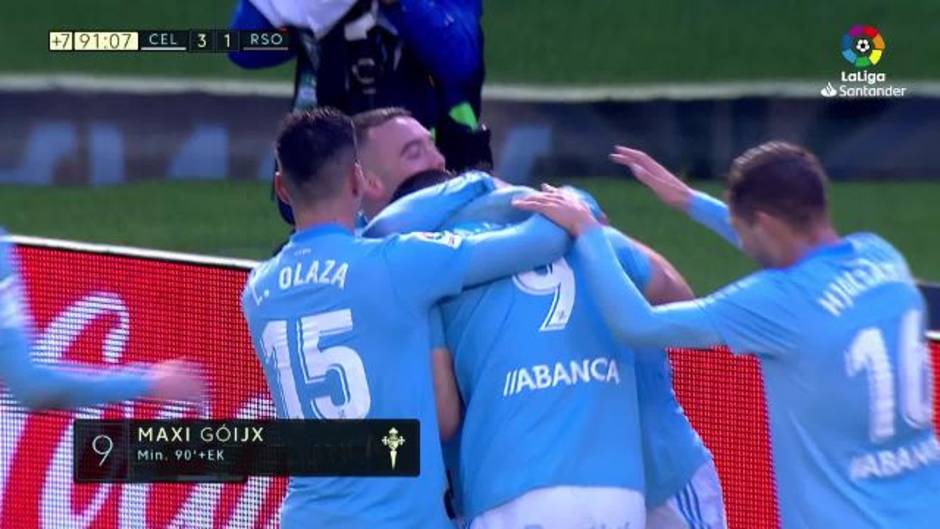LaLiga (J31): Gol de Maxi Gómez (3-1) en el Celta 3-1 Real Sociedad