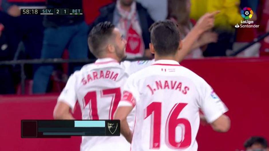 Gol de Sarabia (2-1) en el Sevilla 3-2 Betis