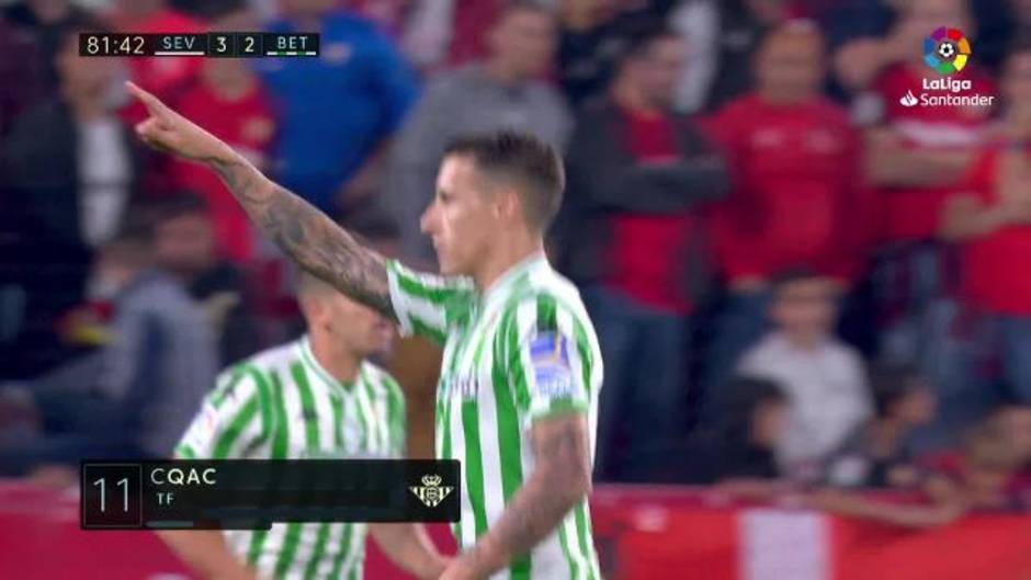 Gol de Tello (3-2) en el Sevilla 3-2 Betis