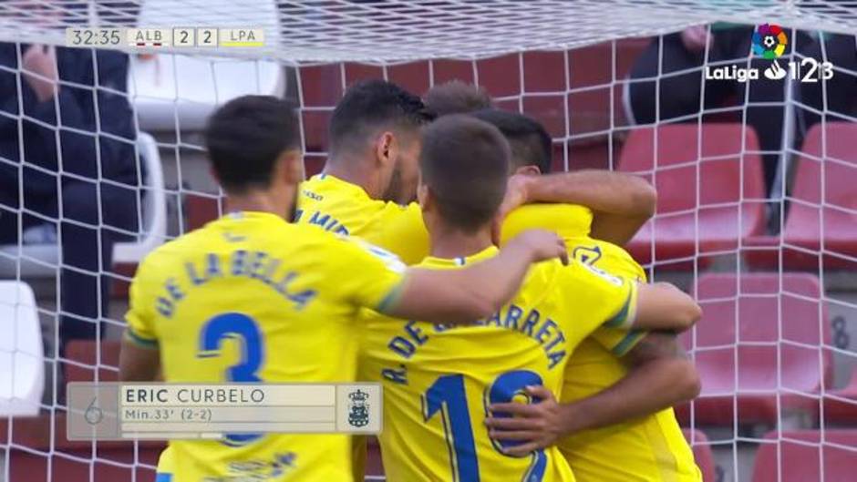 Gol de Eric Curbelo (2-2) en el Albacete 4-2 Las Palmas