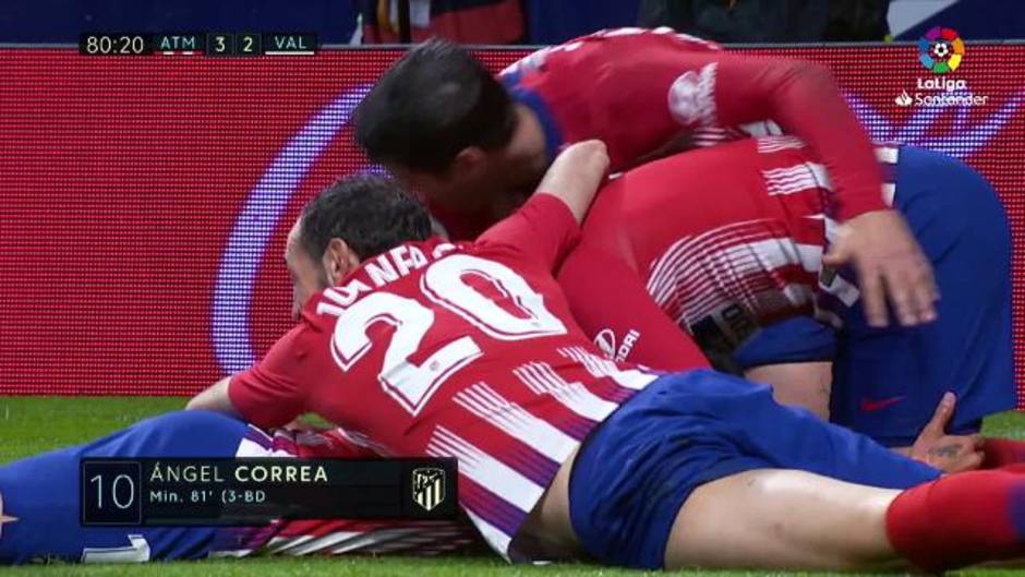 Gol de Correa (3-2) en el Atlético 3-2 Valencia