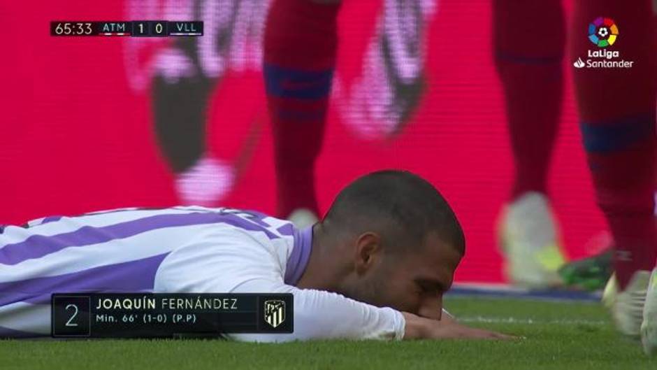 Gol en propia puerta de Joaquín Fernández (1-0) en el Atlético de Madrid 1-0 Valladolid