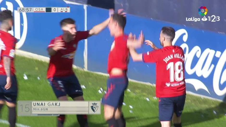 Gol de Unai García (1-0) en el Osasuna 2-0 Albacete