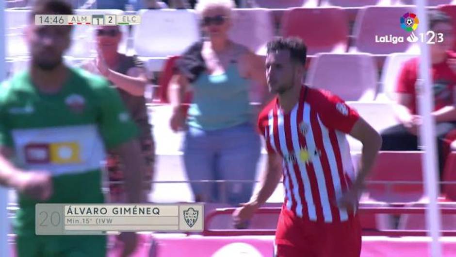 LaLiga 123 (J.38): Gol de Álvaro (1-2) en el Almería 5-3 Elche