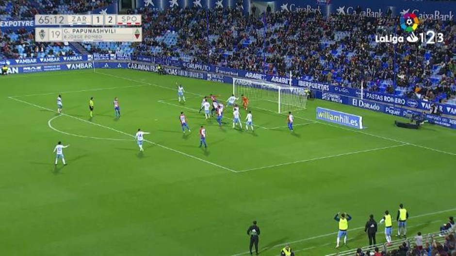 Gol de Papunashvili (2-2) en el Zaragoza 4-2 Sporting