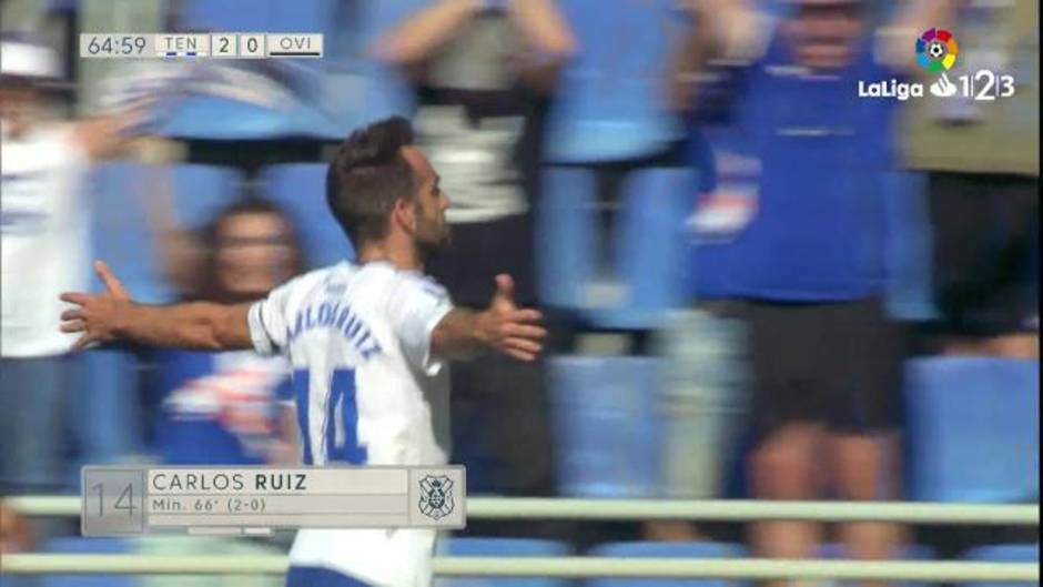 Gol de Carlos Ruiz (2-0) en el Tenerife 2-1 Real Oviedo