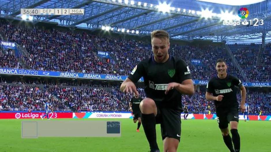 Golazo de Ontiveros (1-2) en el Deportivo 4-2 Málaga