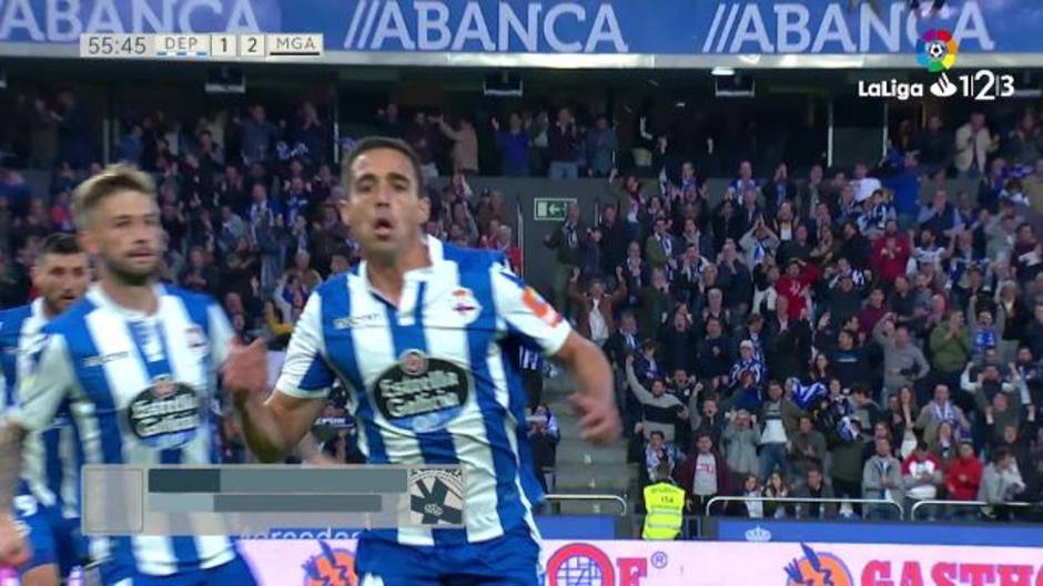 Gol de Pedro Sánchez (2-2) en el Deportivo 4-2 Málaga