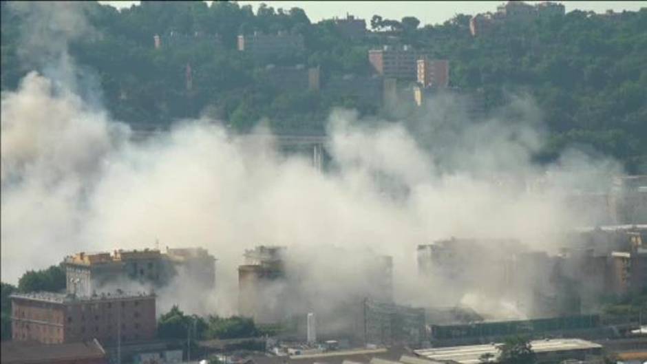 Demolición del puente Morandi en Génova