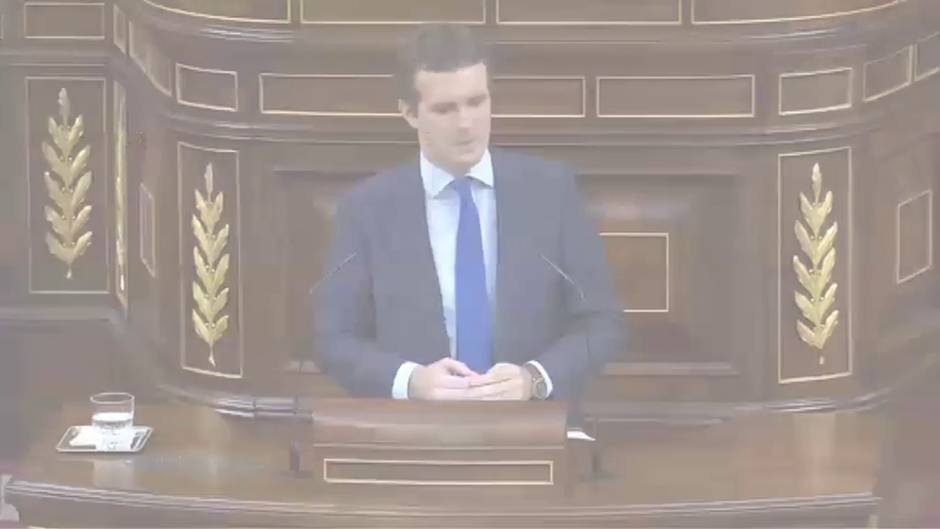 Casado ratifica su "no" a Sánchez y le reprocha su silencio sobre el Cataluña: "Dos horas de discurso sin decir nada"