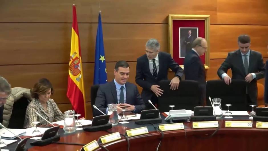 Sánchez en la reunión del comité de seguimiento de la situación en Cataluña