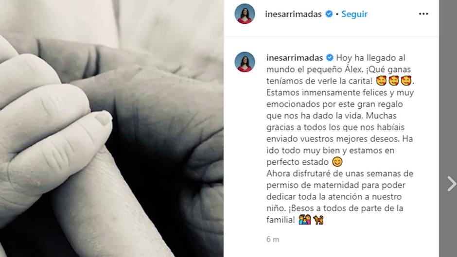 Inés Arrimadas da la bienvenida a su hijo Álex, ¡Enhorabuena!