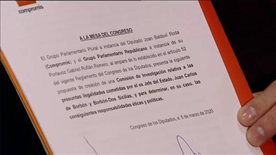 Registrada en el Congreso una petición de comisión de investigación de las cuentas del rey emérito