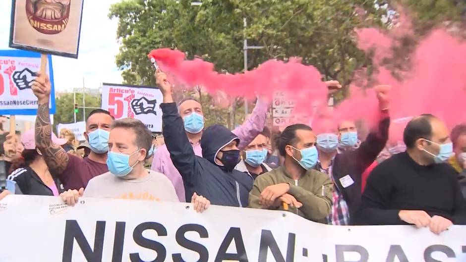 Manifestación de trabajadores de Nissan en Barcelona