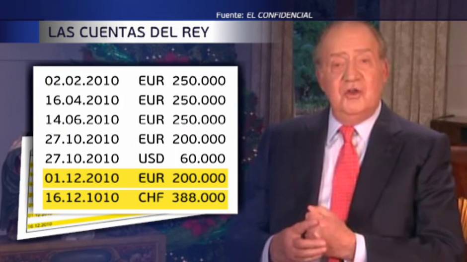 El rey emérito dispuso de 1,5 millones de euros en metálico en 2010 de la cuenta suiza en la que le ingresaron 100 millones de dolares en 2008