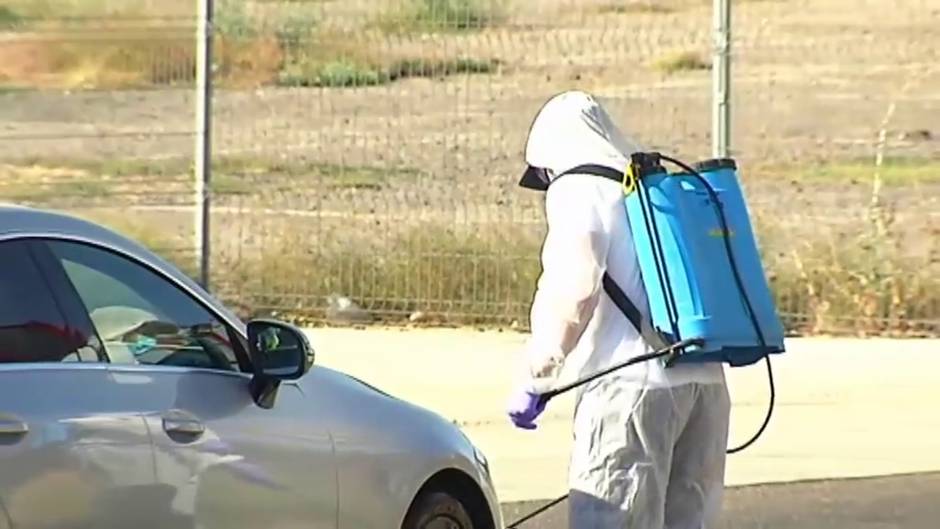 El Sevilla F.C., desinfección antes del entrenamiento