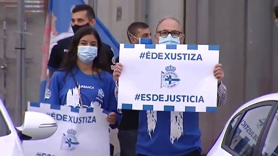 La afición del Deportivo de A Coruña se manifiesta para pedir justicia en el Caso Fuenlabrada