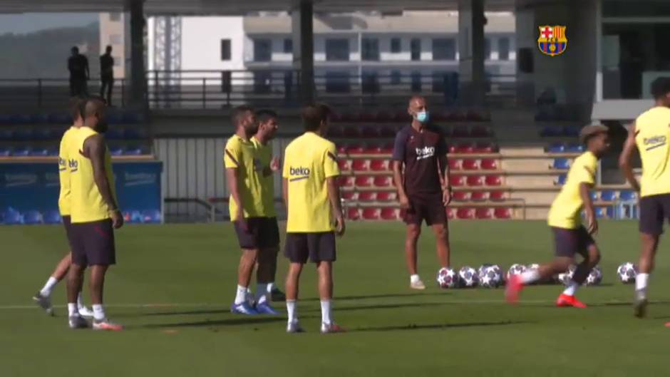 Dembelé y Araujo completan la sesión de entrenamiento con el grupo